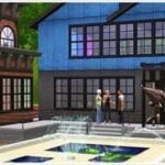 Maisons modernes et personnages dans Les Sims.