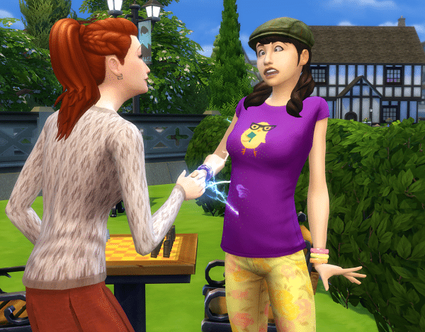 Dos Sims interactúan.