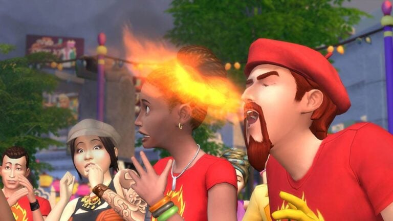 Sims surpris par feu de bouche.