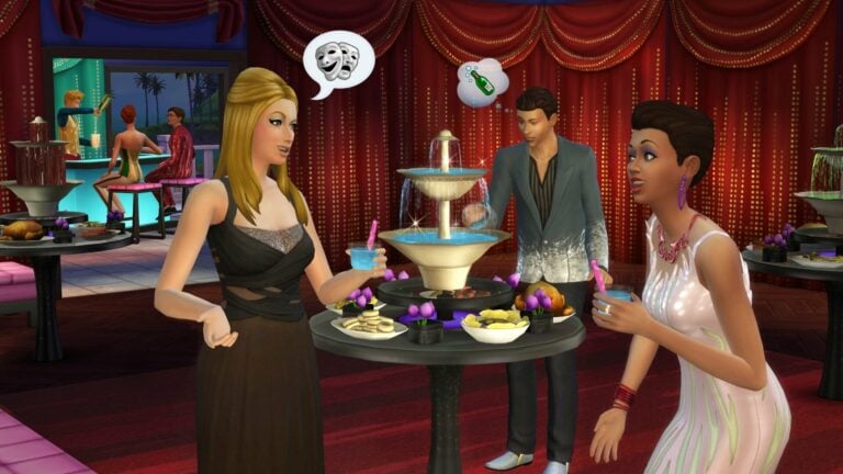 Sims elegantes en una fiesta.