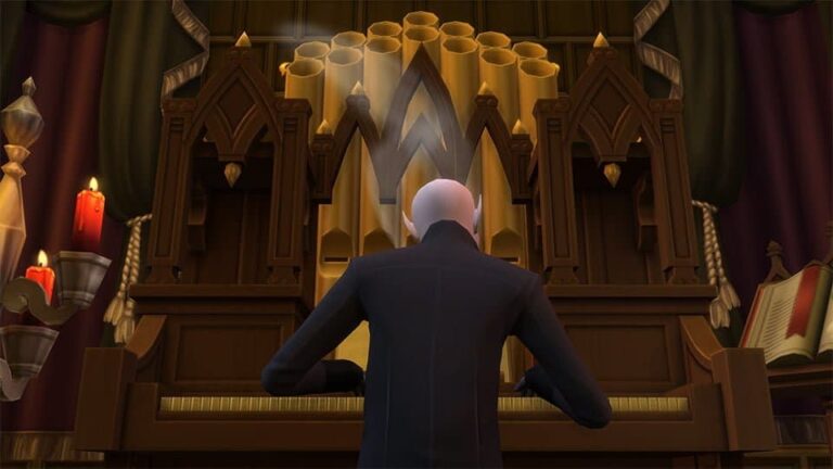 Orgue, bougies, personnage animé, ambiance mystérieuse