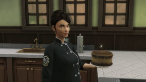 Chef  présentant un gâteau.