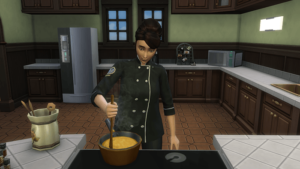 Chef  cuisine dans cuisine moderne.