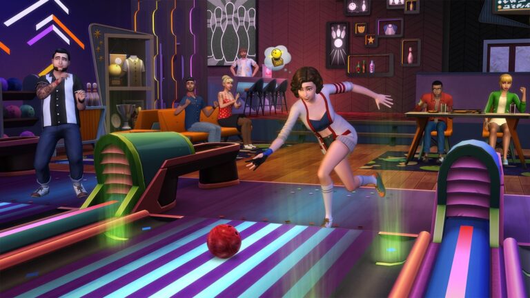 Sims jouant au bowling.