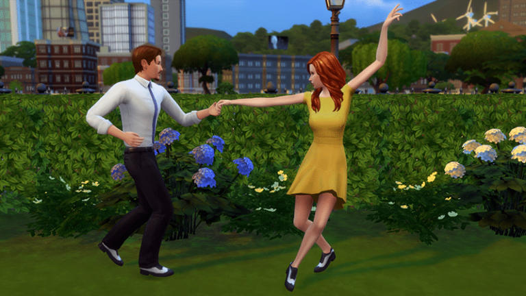 Danse de couple joyeuse en plein air.