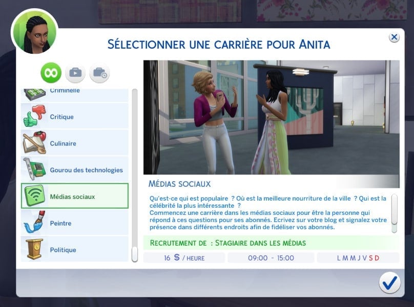 Les Sims 4 Vie Citadine - Carrière réseaux sociaux