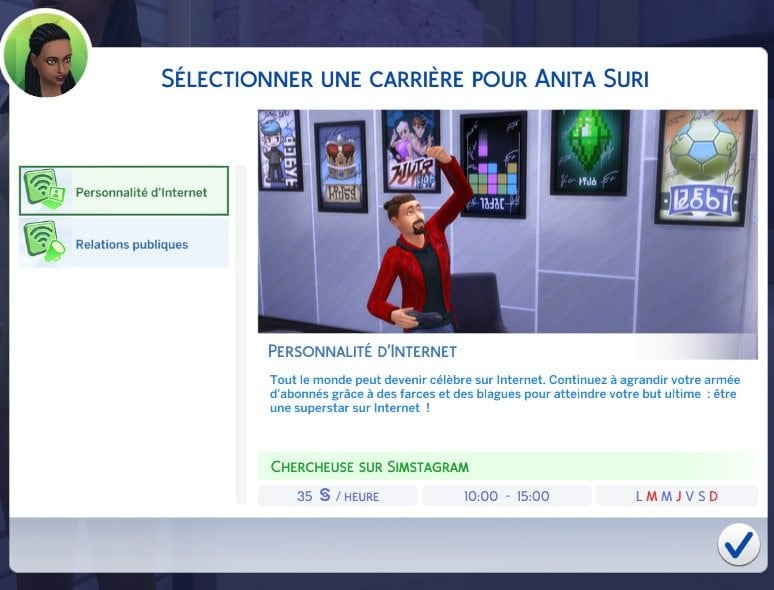 Personnalité d'internet réseaux sociaux Sims 4 Vie Citadine