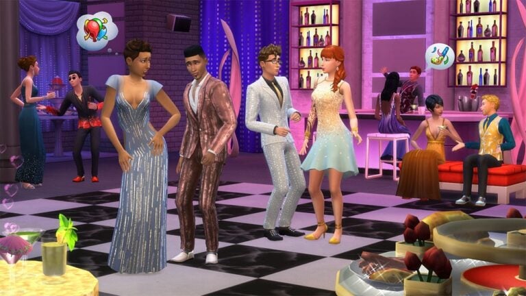 Sims en una fiesta de baile.