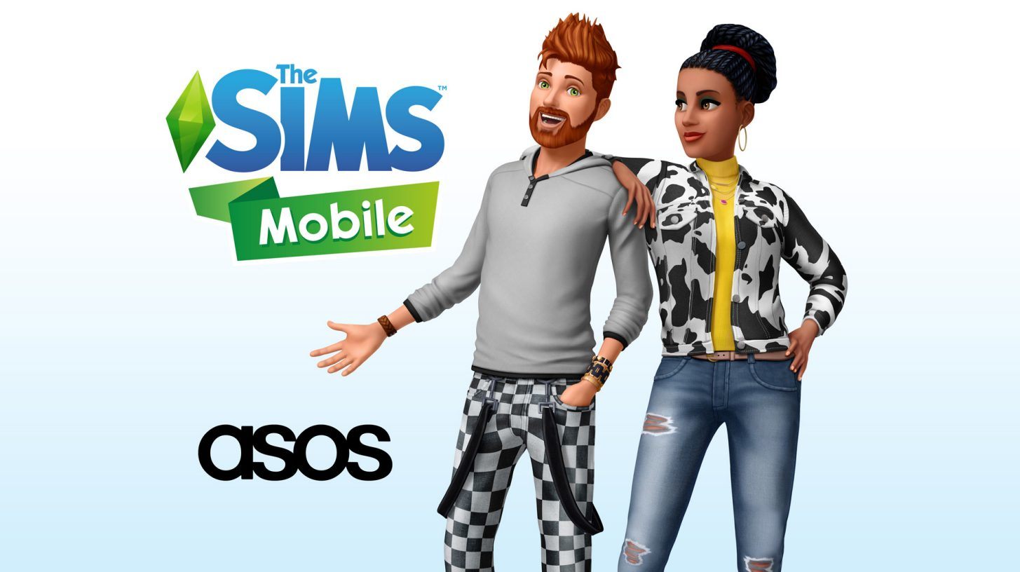 Deux personnages Sims avec logo ASOS.