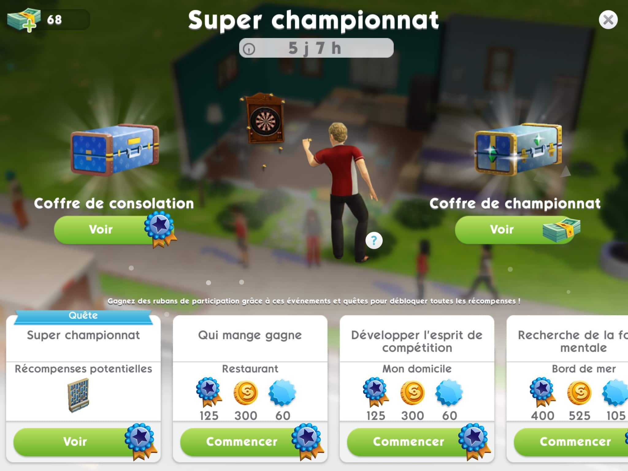 La quête Super Championnat des Sims Mobile
