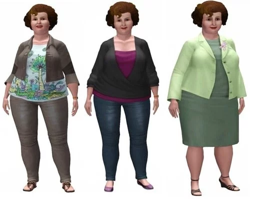 Trois personnages féminins des Sims.
