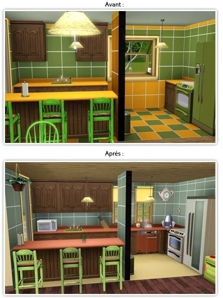 Rénovation de cuisine avant et après.
