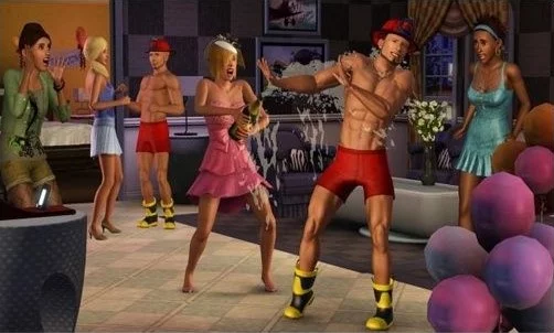 Sims dansant lors d'une fête.