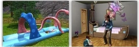 Aire de jeux  et chambre d'enfant.