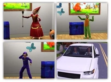 Sims dans différentes scènes.