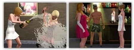 Scènes des Sims, interactions sociales.