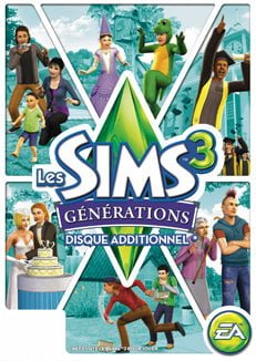 Pochette "Les Sims 3 Générations" avec personnages divers.