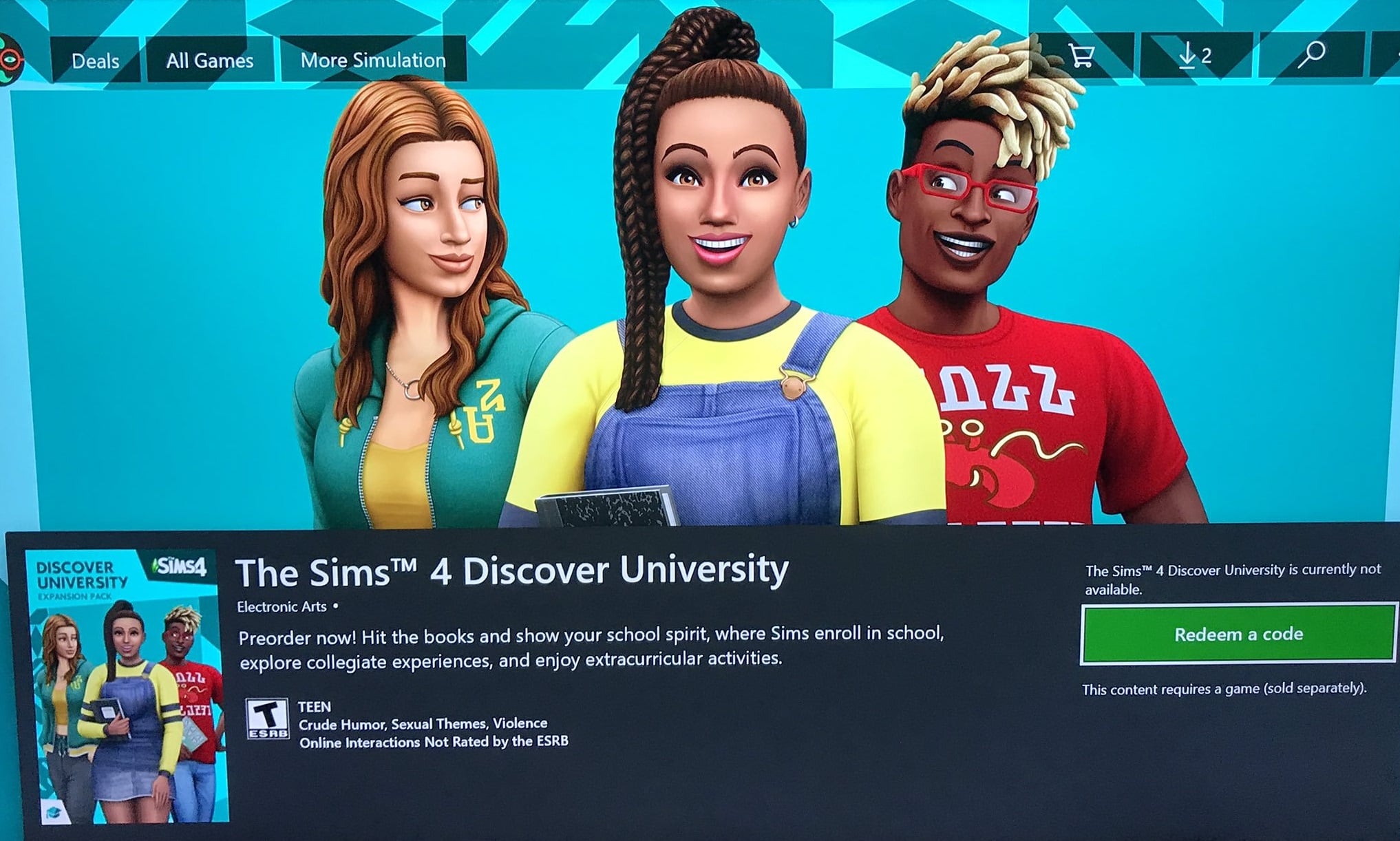 La description de l'extension Les Sims 4 Université fuite