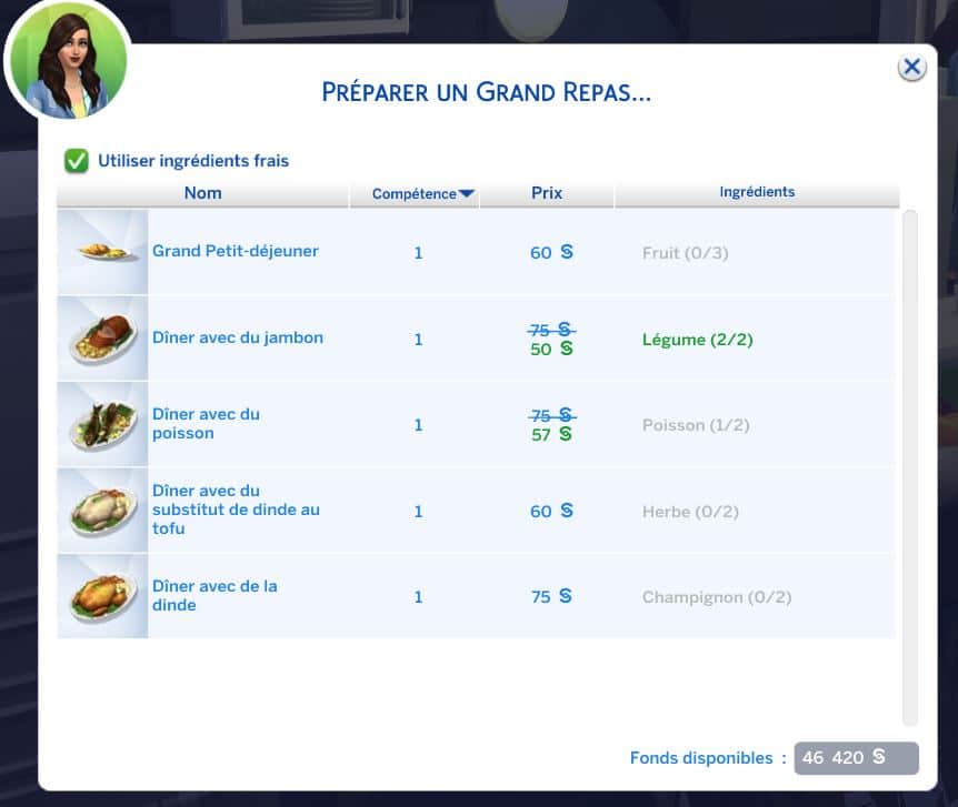 Préparer grand repas Sims 4 Saisons