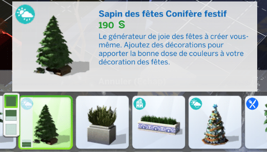 Sapin des fêtes Sims 4 Saisons