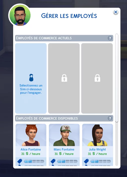 Engager sim commerce sims 4 au travail