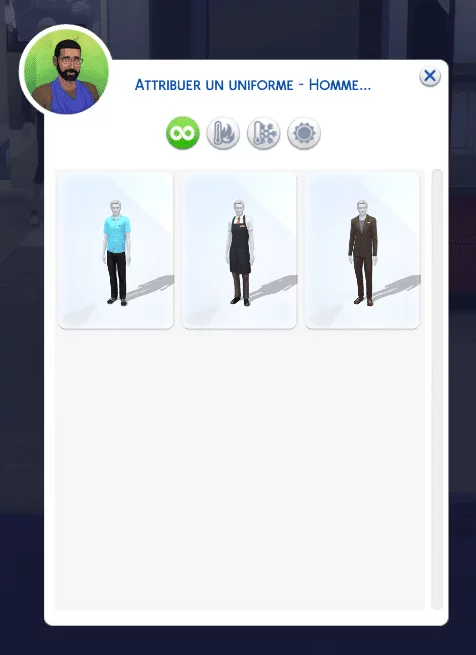 Choix uniforme sims 4 au travail