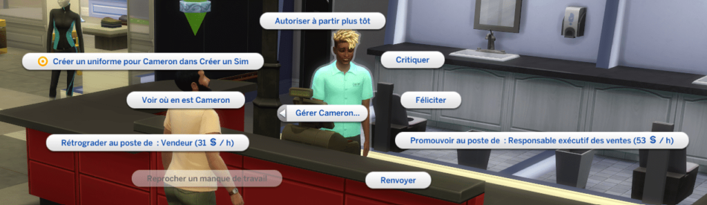 Gérer employé sims 4 au travail