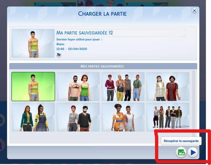 Récupérer sauvegarde sims 4