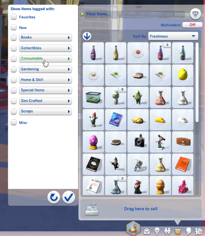 Inventaire Sims 4