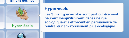 Hyper-écolo trait de caractère sims 4 écologie