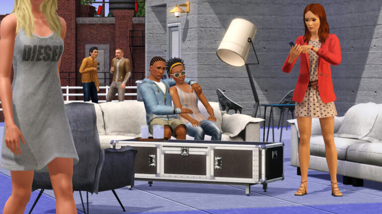 Scène quotidienne dans un jeu de simulation.