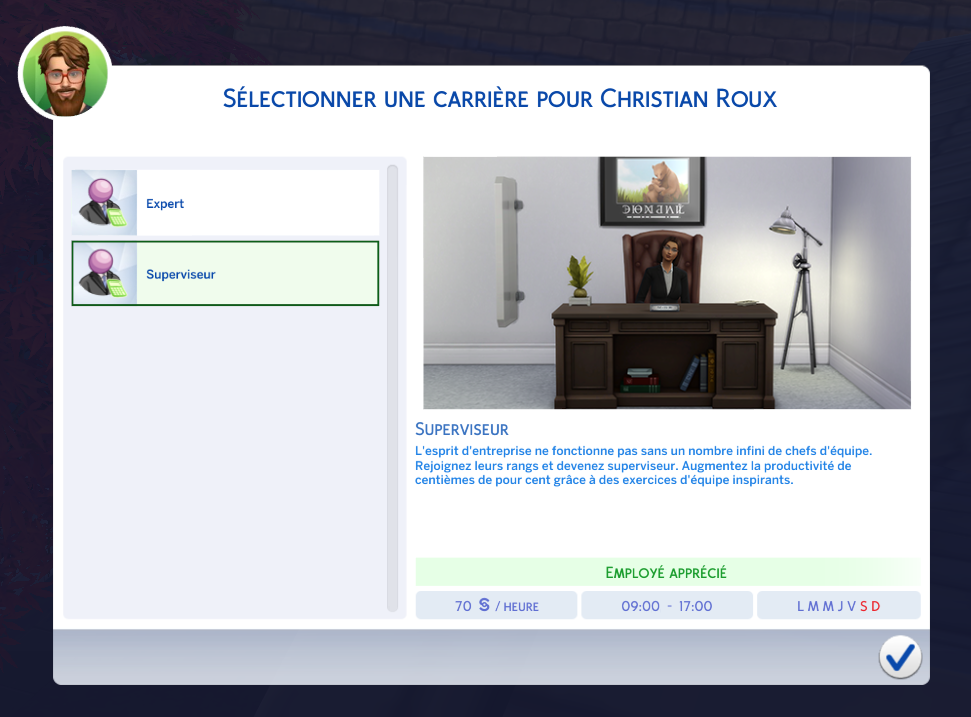 La carrière de salarié dévoué des Sims 4 Escapade Enneigée