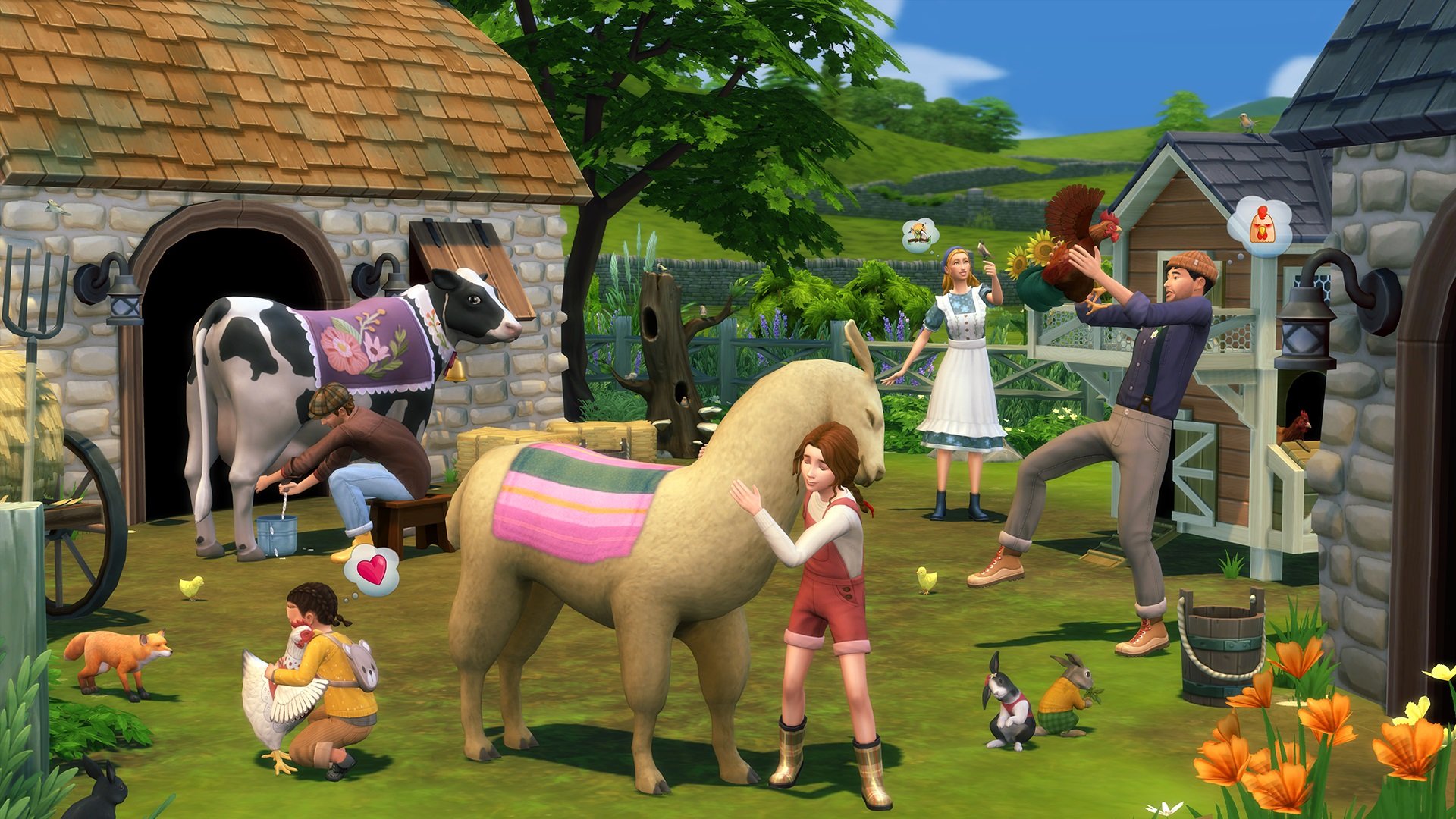 Vacas y llamas en la expansión Los Sims 4 Country Life