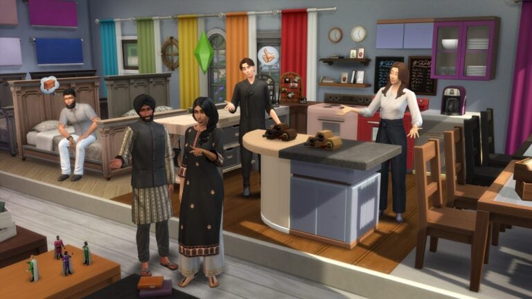 Scène de vie dans Les Sims.