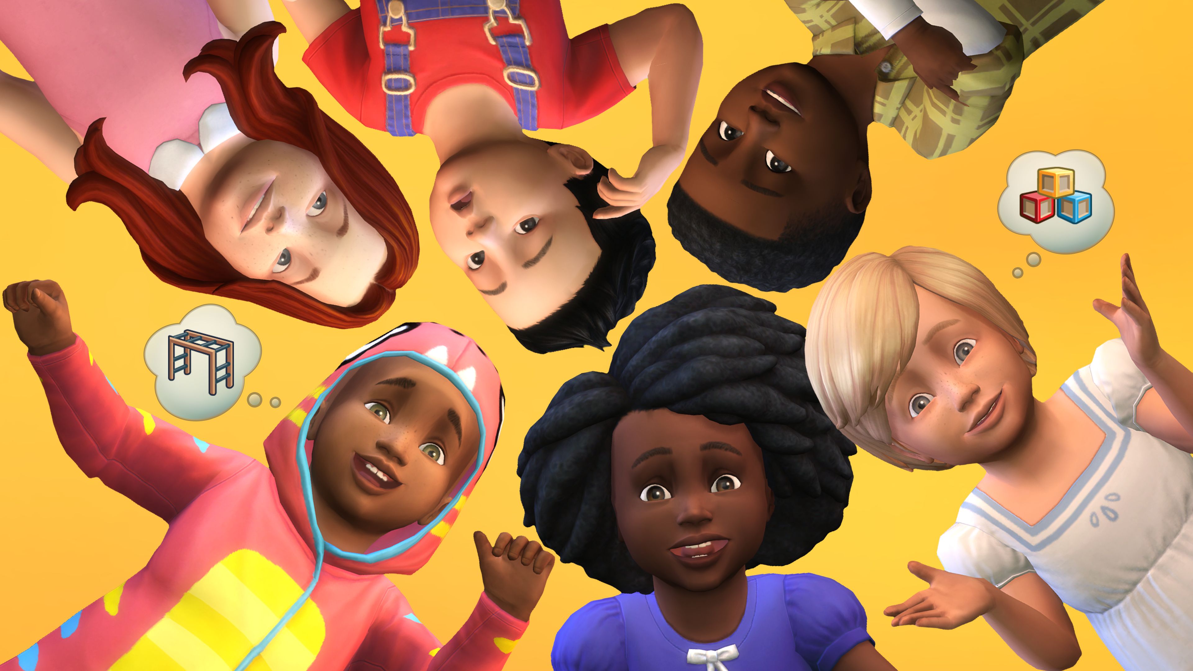 Sims enfants diversité souriants.