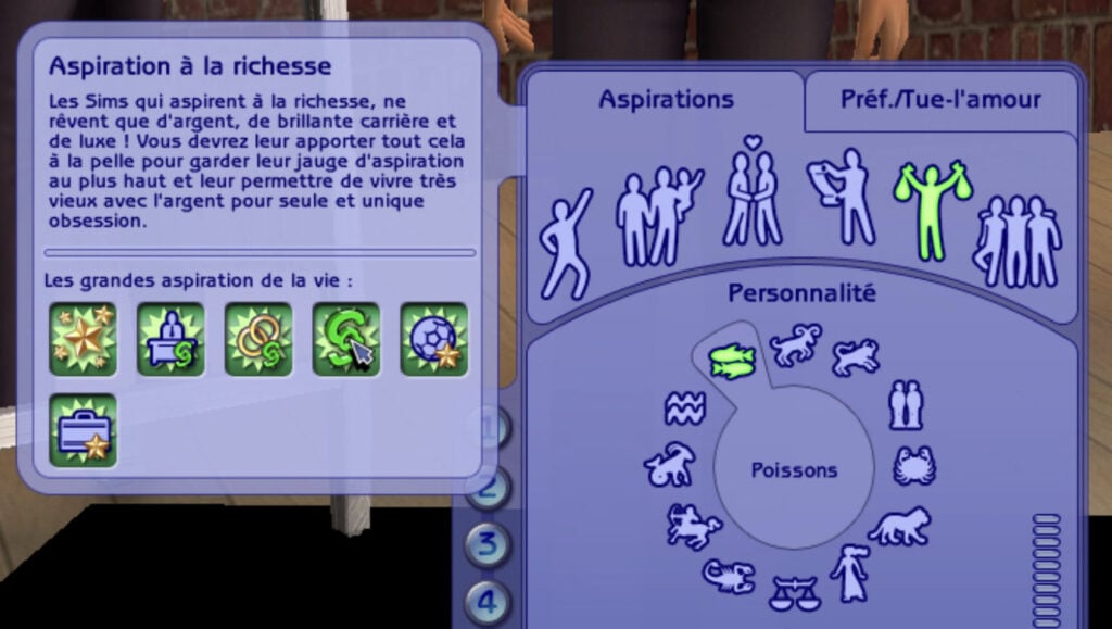 Les aspirations dans Les Sims 2