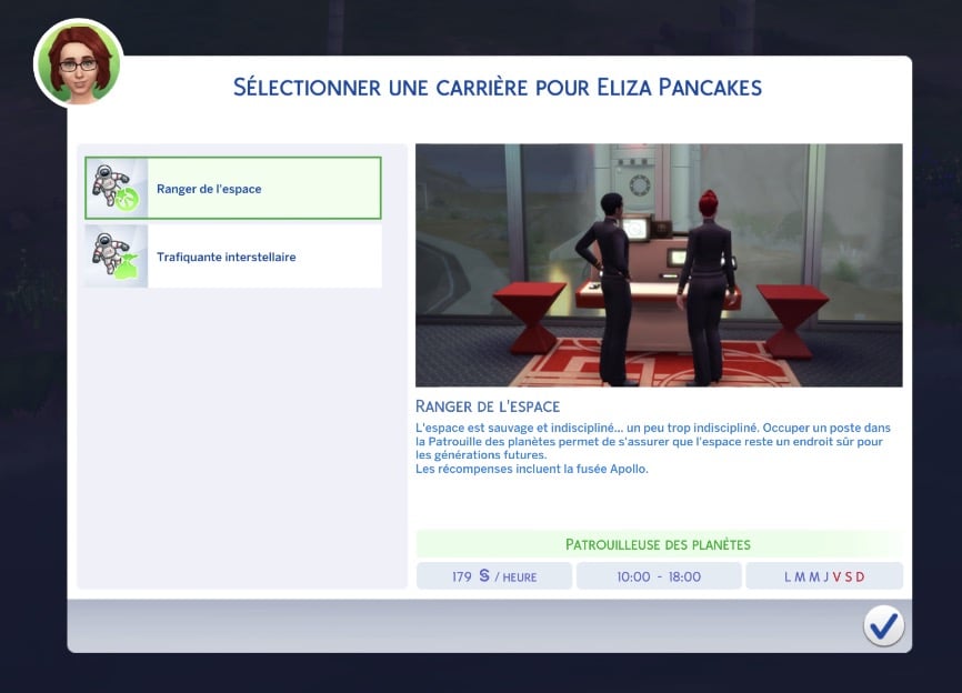 La carrière Astronaute des Sims 4