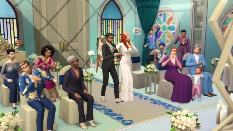 Mariage de personnages dans Les Sims.