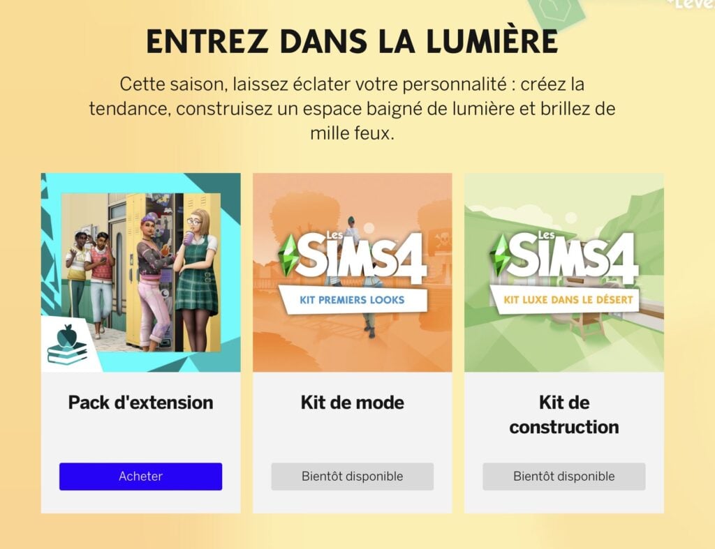 Les kits Sims 4 "Premiers looks" et "Luxe dans le désert" annoncés