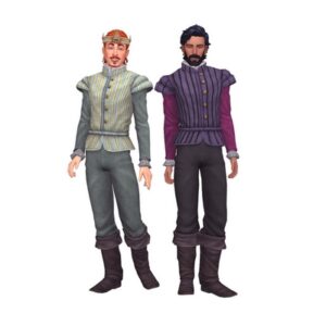 Sims masculins animés, style médiéval.