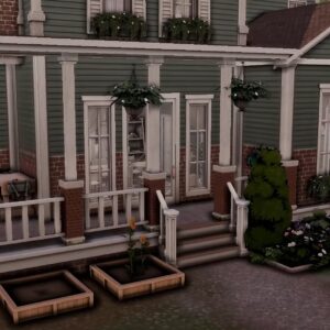 Maison traditionnelle avec véranda et jardin.