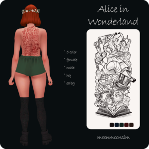 Tatouage d'Alice au pays des merveilles