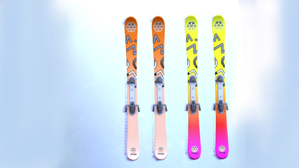 Mini skis néon fonctionnels - enfants