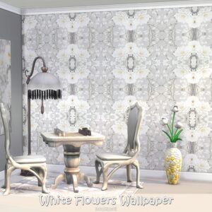 Papier peint fleurs blanches