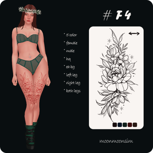 Tatouage de jambe en fleurs – Image 2