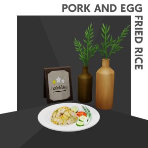 FinJingSims - Nourriture Riz frit au porc et aux œufs