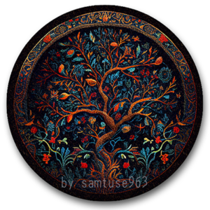 Tapis rond à motif classique #6