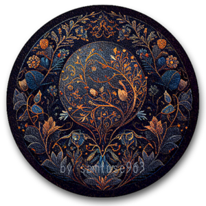 Tapis rond à motif classique #19