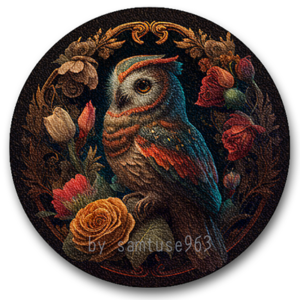 Tapis rond hibou classique #22