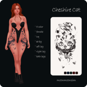Tatouage féminin Alice Cat